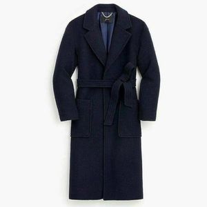 J. CREW Navy Long Wrap Coat!